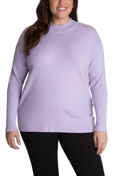 Adyson Parker Ribbed Mock Neck Sweater In Iris Bliss