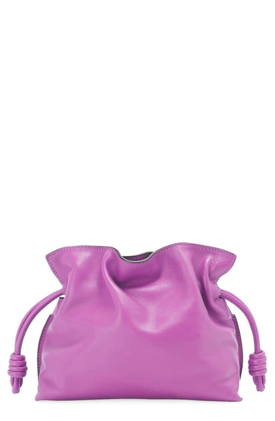 Loewe Mini Flamenco Leather Clutch In 6450 Bright Purple