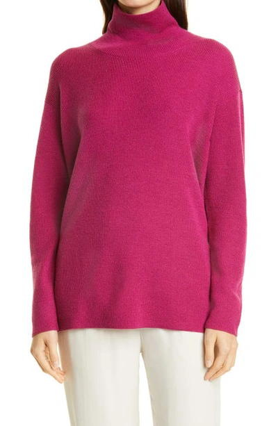 Eileen Fisher Merino Wool Turtleneck Sweater In Magenta