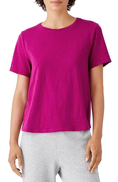 Eileen Fisher Crewneck Boxy Organic Cotton T-shirt In Magenta