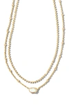 Kendra Scott Emilie Multistrand Pendant Necklace In Gold White Kyocera Opal
