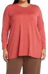 Eileen Fisher Crewneck Jersey Tunic In Papaya