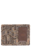 Hobo Euro Slide Leather Credit Card Case In Metal Snake