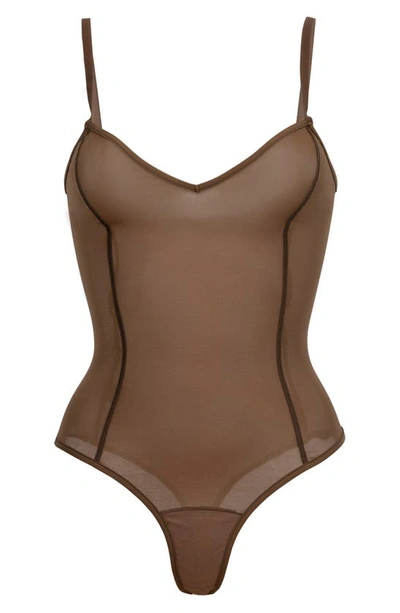 Item M6 All Mesh Shaping Bodysuit In Milk Chocolate