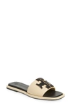 Tory Burch Double T Sport Slide Sandal In New Cream/ Perfect Black/ Gold