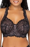 Curvy Couture Luxe Lace Wireless Bralette In Black Hue
