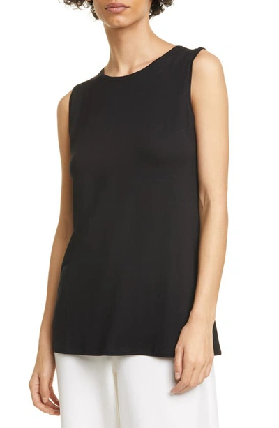 Eileen Fisher Crewneck Long Tank Top In Black