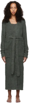 Skims Cozy Knit Bouclé Robe In Juniper