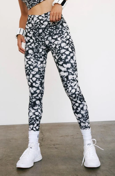 Free People Fp Movement Ashford Lose Control Leggings In Black And White Floral