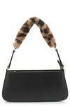 Mali + Lili Scarlett Faux Fur Strap Baguette Bag In Leopard
