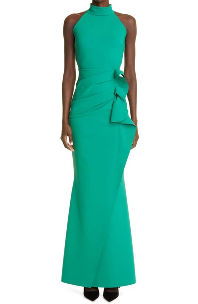 Chiara Boni La Petite Robe Gudrum High Neck Trumpet Gown In Holly Green