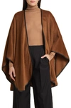 Sofia Cashmere Leather Trim Alpaca Blend Wrap In Brown
