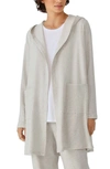 Eileen Fisher Open Front Hooded Cardigan In Maple Oat