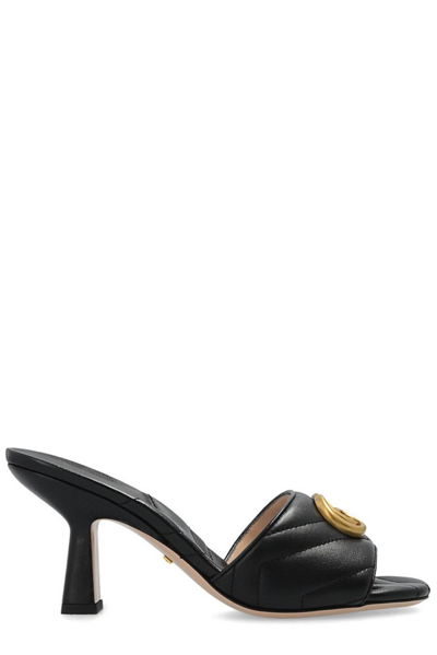 Gucci 75毫米marmont绗缝皮革穆勒鞋 In Black  
