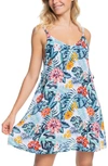Roxy Juniors' Beachy Vibes Printed Dress Cover-up Women's Swimsuit In Bright White Soul Flower