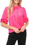 Cece Ruffle Sleeve Collar Blouse In Party Pink