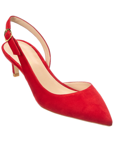 Stuart Weitzman Red Suede Stuart 50 Slingbacks