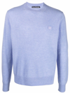 Acne Studios Kalon Face Patch Wool Sweater In Cornflower Blue Melange