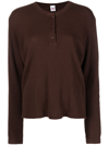 Re/done Henley Thermal Long-sleeve Top In Brown