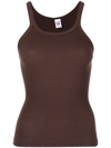 Re/done Ribbed Sleeveless Tank Top In Brown