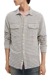 Scotch & Soda Textured Stripe Organic Cotton Overshirt In 0218-combo B