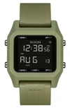 Nixon Staple Digital Rubber Strap Watch In Olive