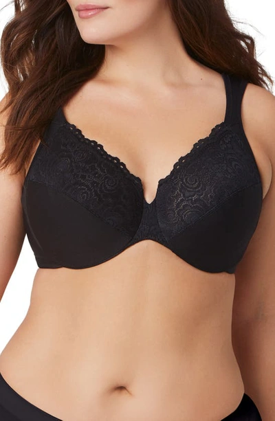 Glamorise Wonderwire(r) Low Cut Lace Underwire Bra In Black