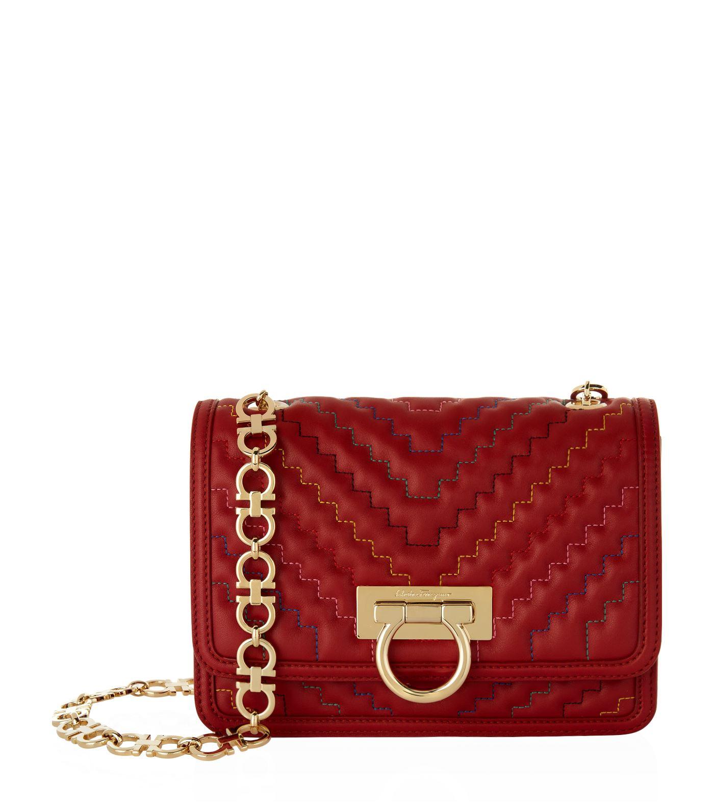 Salvatore Ferragamo Silvy Zigzag Capsule Flap Bag In Red | ModeSens