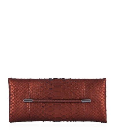 Tom Ford Python Eve Clutch Bag In Silver