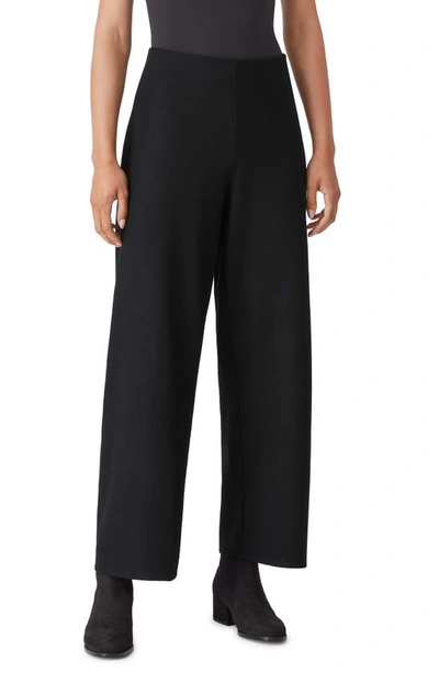 Eileen Fisher Wool High Waist Crop Pants In Black