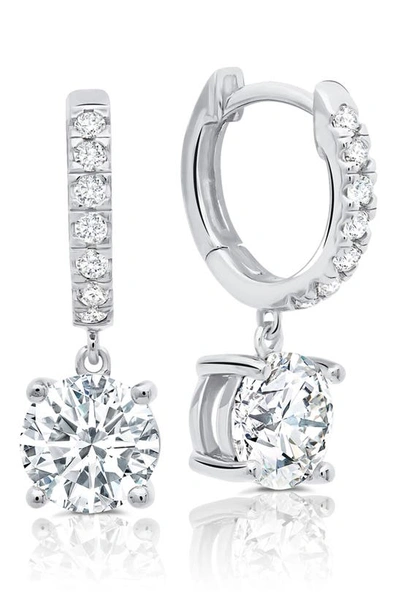 Crislu Cubic Zirconia Huggie Earrings In Platinum