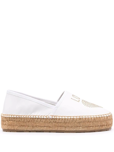 Love Moschino White Fabric Espadrilles Without Laces