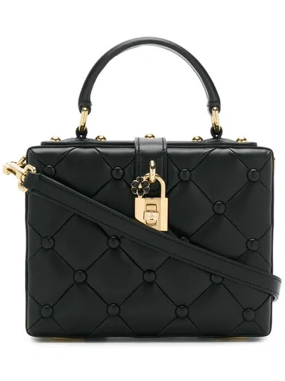 Dolce & Gabbana Quilted Padlock Top Handle Bag In Black