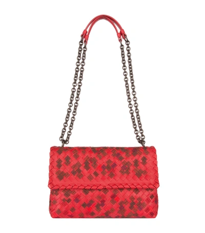 Bottega Veneta Intrecciato Nappa Embroidered Olimpia Bag In 6404 China Red