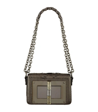 Tom Ford Small Python Natalia Chain Shoulder Bag In Silver