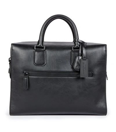 Harrys Of London Satin Leather Eaton Briefcase In Black