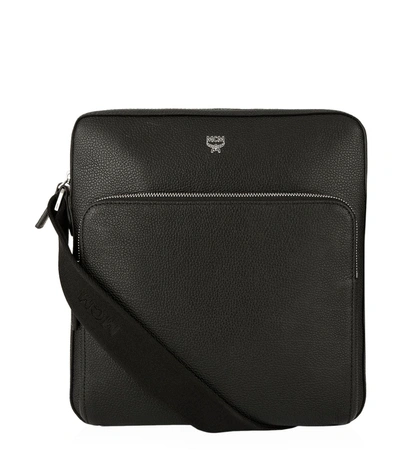 Mcm Small Grained Leather Messenger Bag In Black