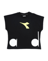Diadora Kids' T-shirts In Black