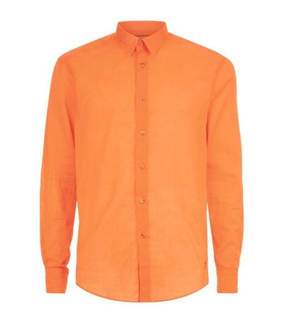 Vilebrequin Caracal Cotton Shirt In Orange