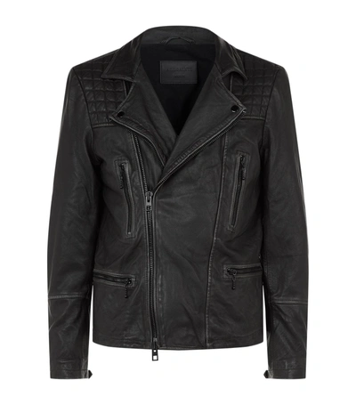 Allsaints Cargo Leather Biker Jacket In Black