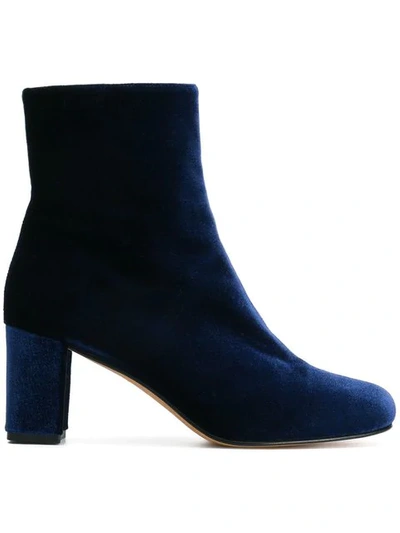 Maryam Nassir Zadeh Agnes Block-heel Velvet Ankle Boots In Blue