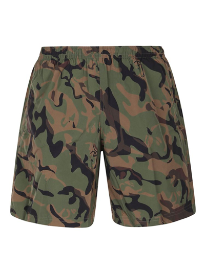 Alexander Mcqueen Camouflage Knee-length Swim Shorts In Green
