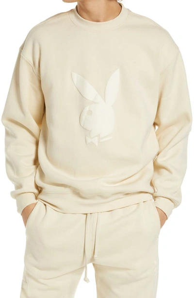 Pacsun Playboy Nuance Puffy Logo Crewneck Sweatshirt In Cream