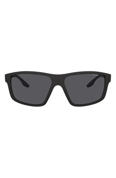 Prada 60mm Rectangle Sunglasses In Black/ Dark Grey