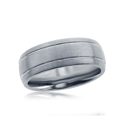 Blackjack Double Stripe Tungsten Ring In Silver