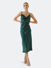 Endless Rose Satin Midi Dress In Hunter Green