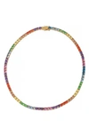 Kurt Geiger Rainbow Crystal Tennis Necklace, 16 In Multi