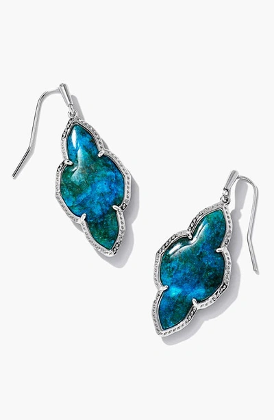 Kendra Scott Abbie Drop Earrings In Rhodium Teal Labradorite