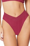 L*space Court Bitsy Ribbed Bikini Bottoms In Cabernet