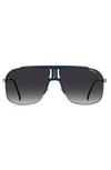 Carrera Eyewear Carrera 65mm Rectangular Sunglasses In Blue Ruth / Grey Shaded